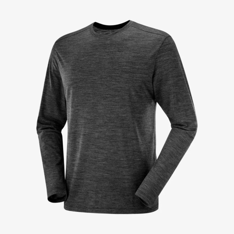 Black Salomon Outlife Merino Blend Long Sleeve Men's T-Shirts | PH 87354E